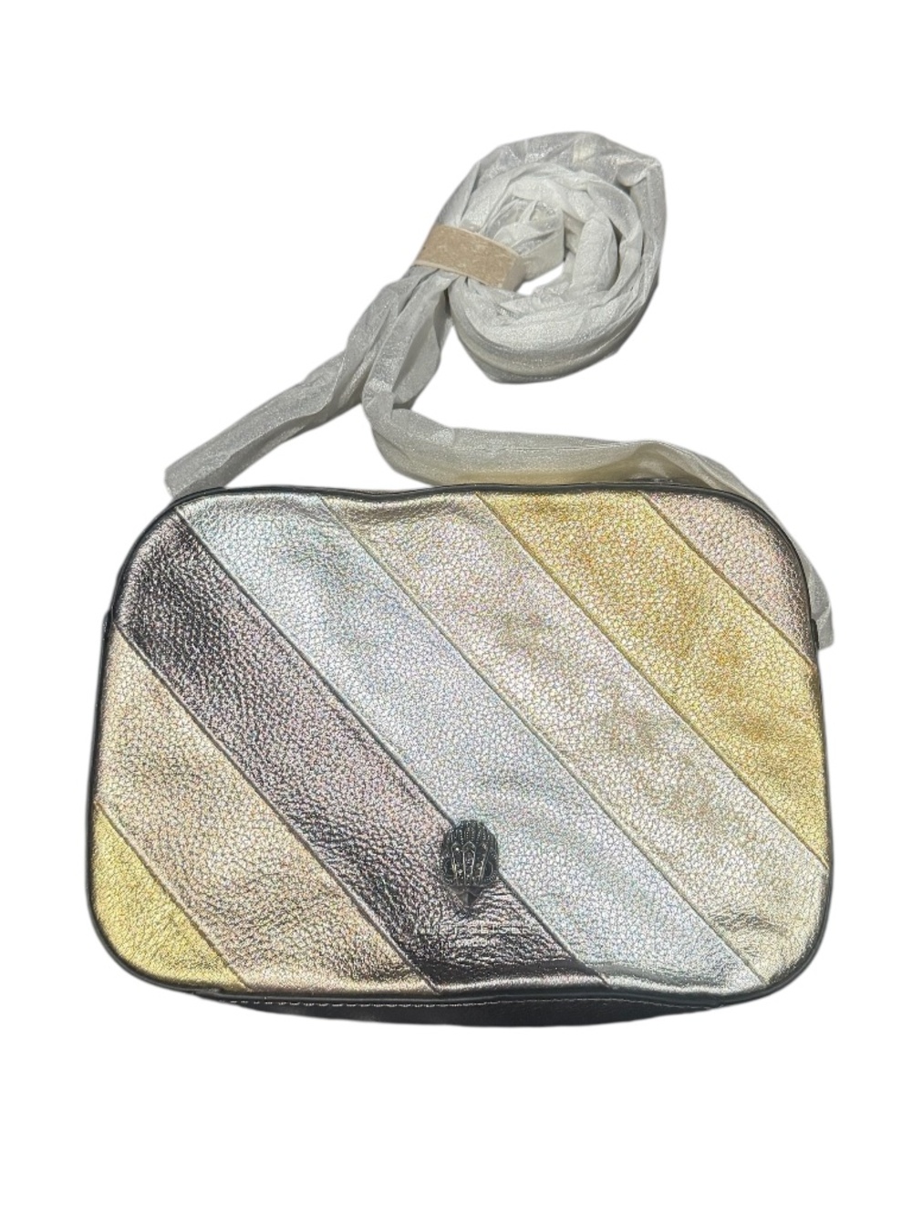 KURT GEIGER - metallic silver/gold camera shoulder/cross-body bag